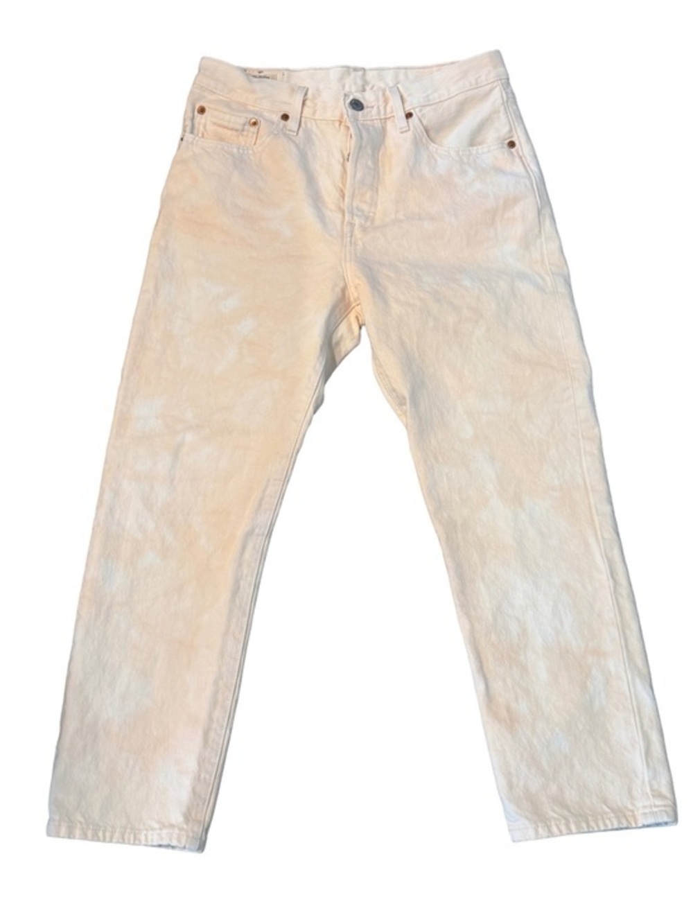 Levi's Women's Cream Tie-Dye Straight-Leg Jeans 28x26